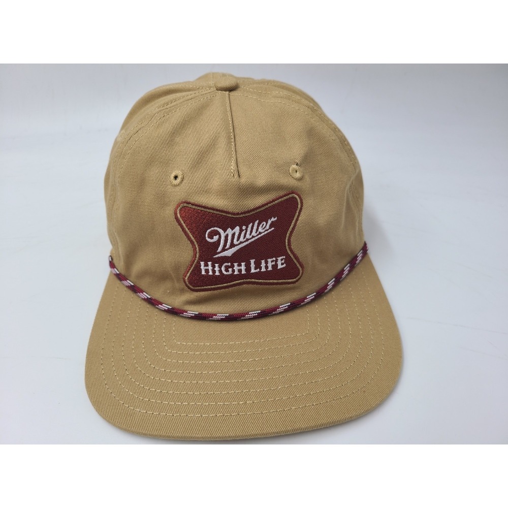 Miller High Life Mad Engine Rope Snapback Hat Cap Cotton Beer Men Women Brown